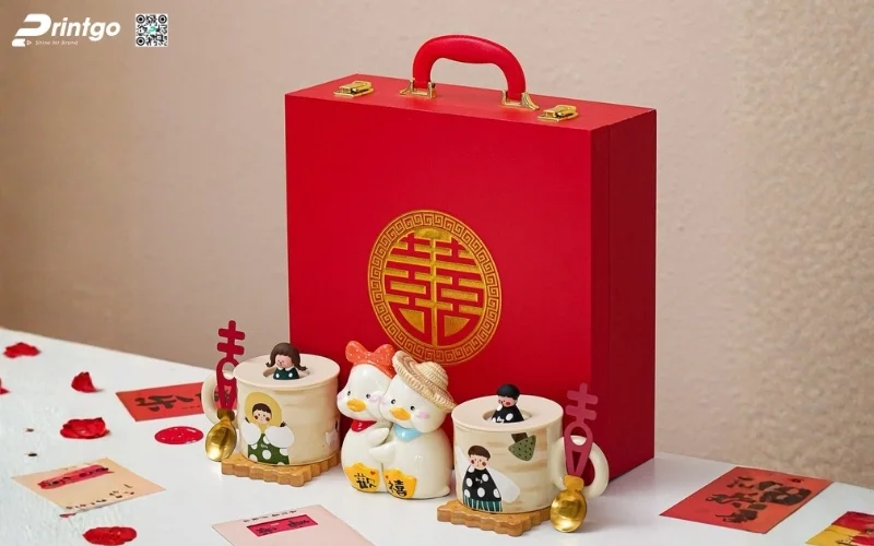 Mẫu hộp quà tết bằng da có quai xách