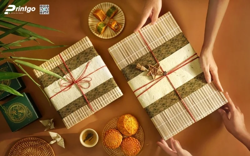 Mẫu hộp quà tết mây tre đan hình chữ nhật độc đáo