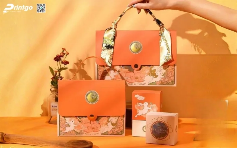 Mẫu hộp quà tết có quai xách bằng vải