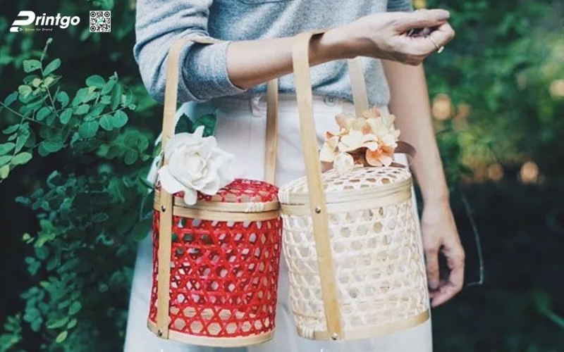 Một số mẫu hộp quà tết mây tre đan dạng giỏ xách 