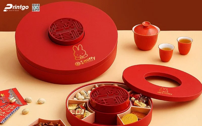 Mẫu hộp quà tết không rượu hình tròn