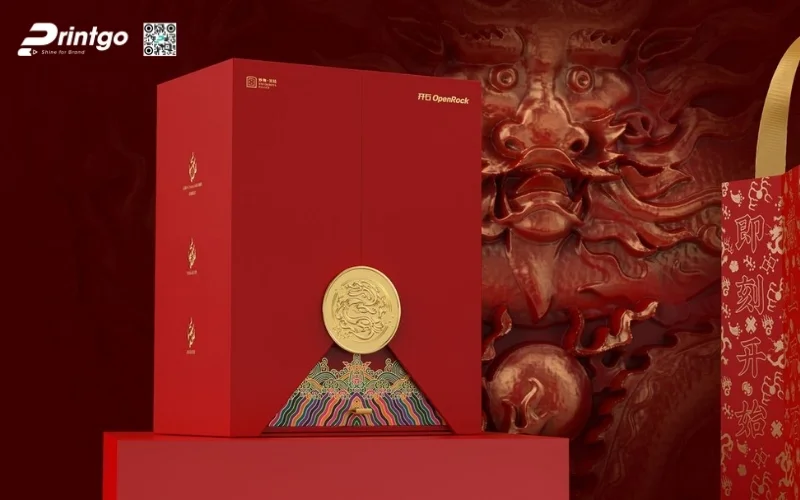Hộp quà tết premium có hoạ tiết Á Đông 