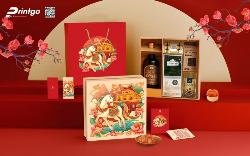 Hộp quà tết luxury thiết kế linh vật con ngựa