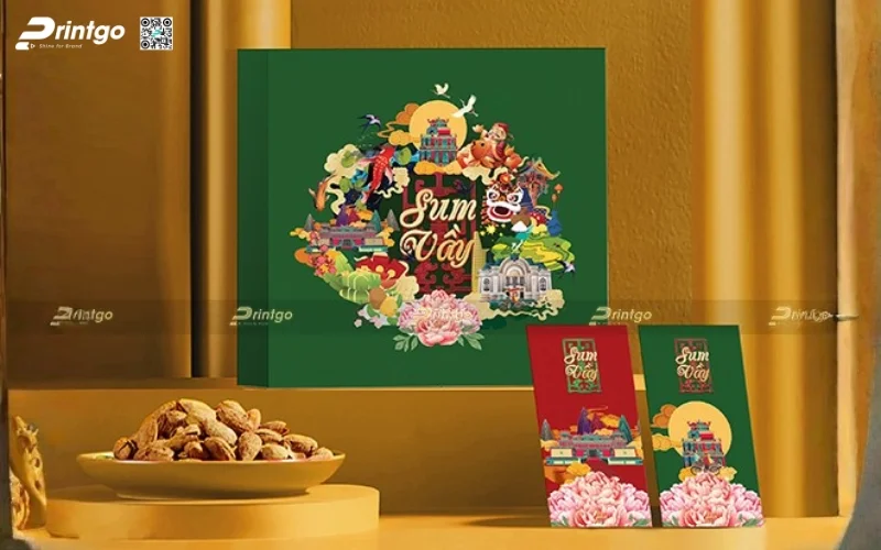 Mẫu hộp quà tết không rượu hình vuông 