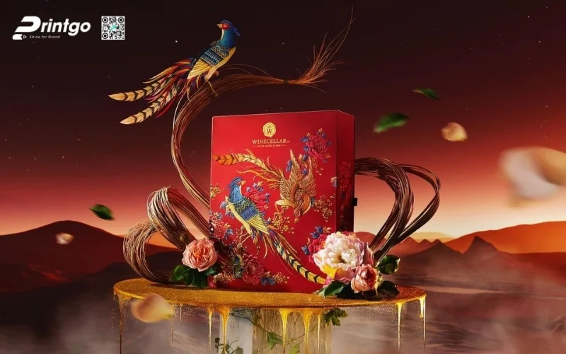 Hộp quà tết premium có hoạ tiết Á Đông 