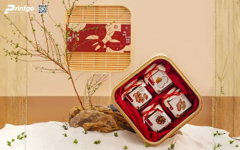 Mẫu hộp quà tết không rượu bằng gỗ