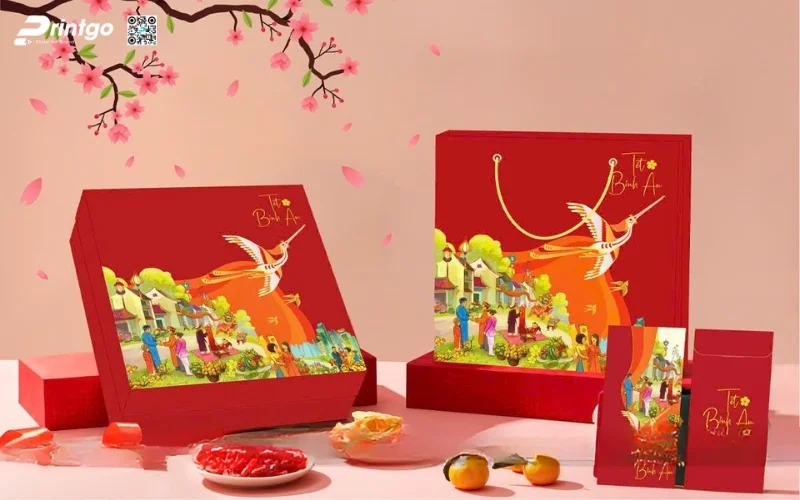 Mẫu hộp quà tết không rượu hình vuông 