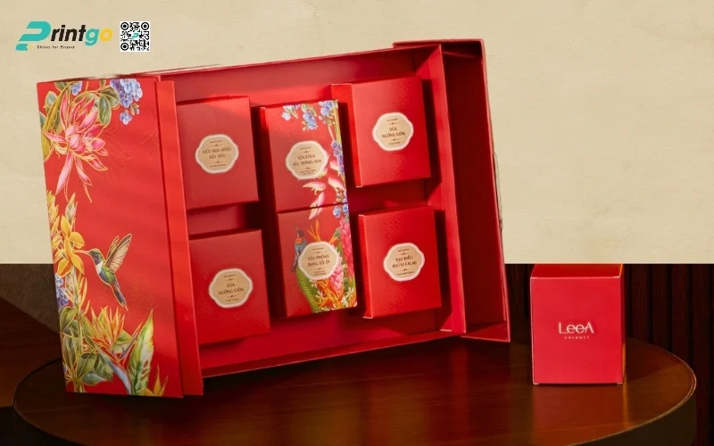 Hộp quà tết premium có hoạ tiết Á Đông 