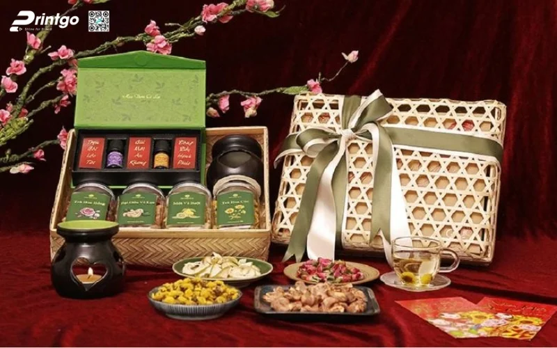 Mẫu hộp quà tết không rượu bằng gỗ