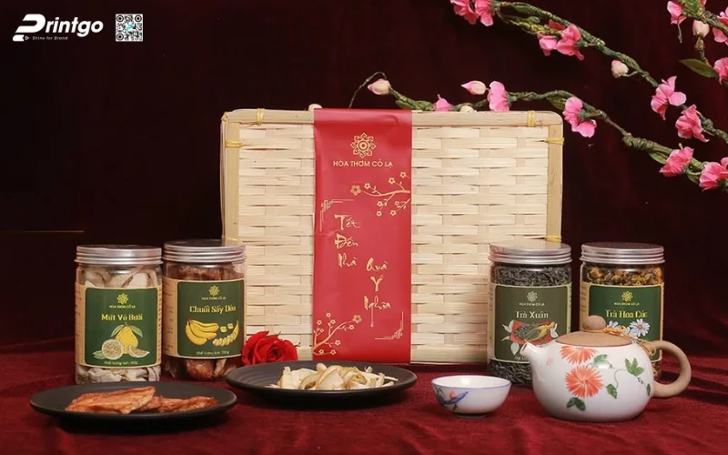 Mẫu hộp quà tết không rượu bằng gỗ