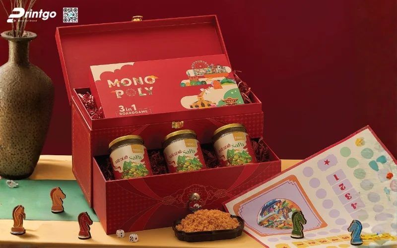 Mẫu hộp quà tết không rượu hình chữ nhật 