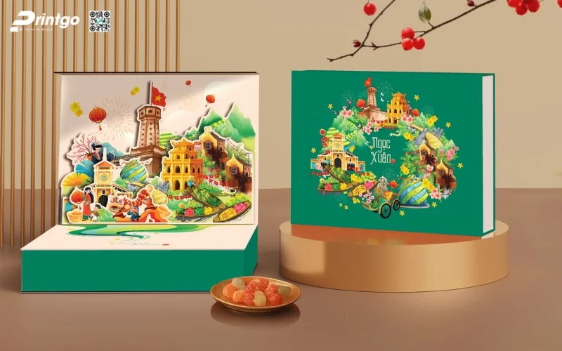 Mẫu hộp quà tết không rượu hình chữ nhật 