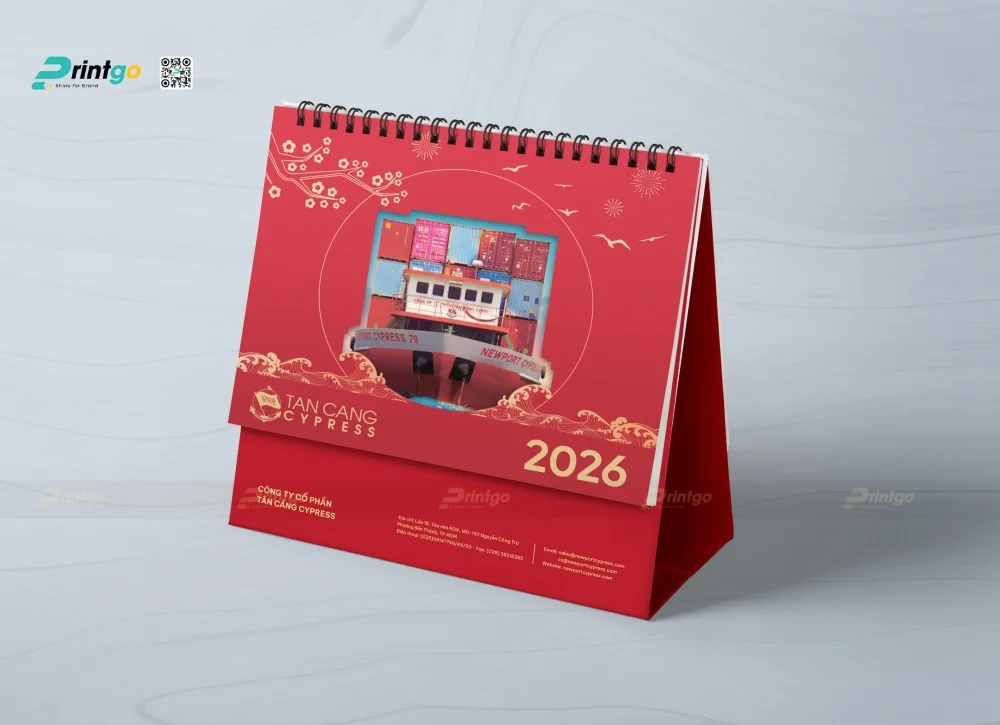 Dự án thiết kế và in lịch để bàn vận tải Tân Cảng Cypress 2026