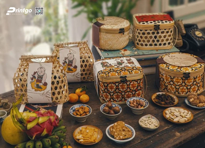 Các kiểu dáng giỏ tre phổ biến dùng trong quà Tết
