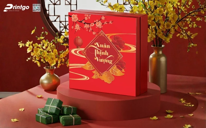 Mẫu hộp quà tết không rượu hình vuông 