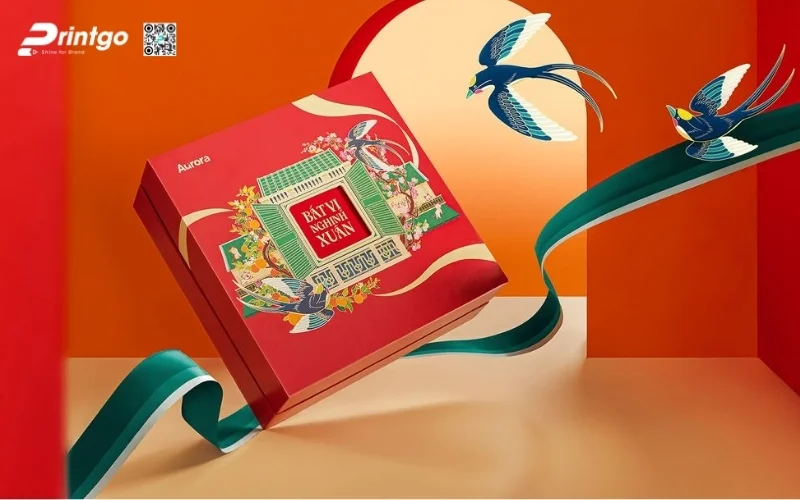 Hộp quà tết premium có hoạ tiết Á Đông 