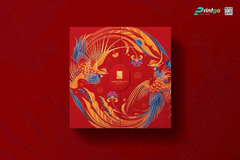 Hộp đựng quà Tết có sẵn Phượng Uyển Đỏ thiết kế truyền thống 