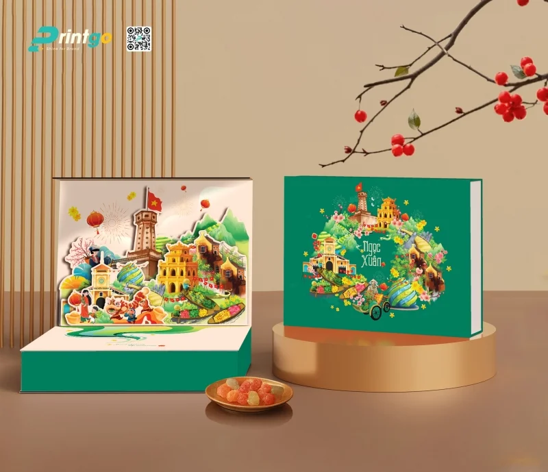 Hộp đựng quà Tết có sẵn Ngọc Xuân tiết kiệm chi phí 