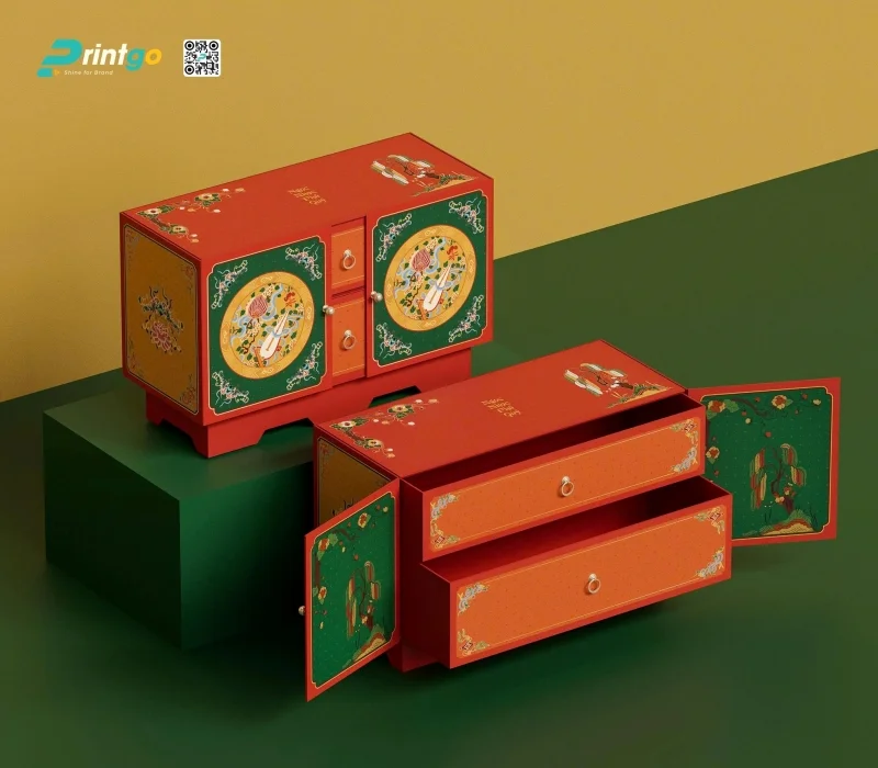Hộp đựng quà Tết có sẵn Ngọc Vũ Niên hai tầng chuyên nghiệp