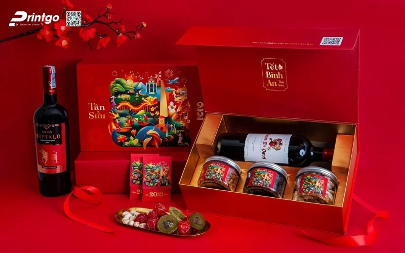 Những combo hộp quà tết 6 món kết hợp rượu sang trọng