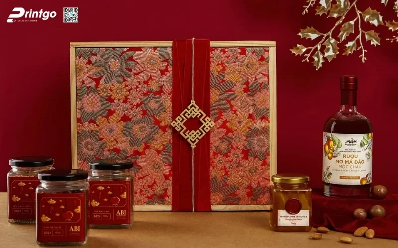 Hộp quà tết nông sản có rượu mơ
