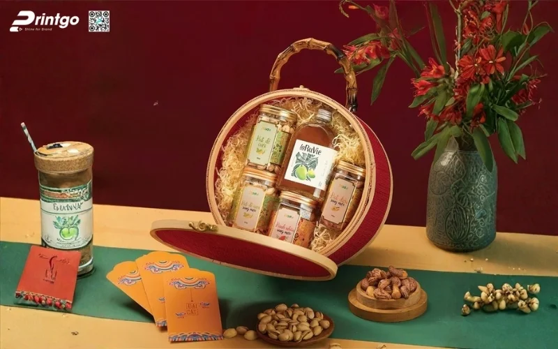 Hộp quà tết nông sản có rượu mơ