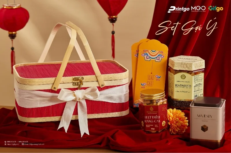 Giỏ mây tre đan đựng quà Tết