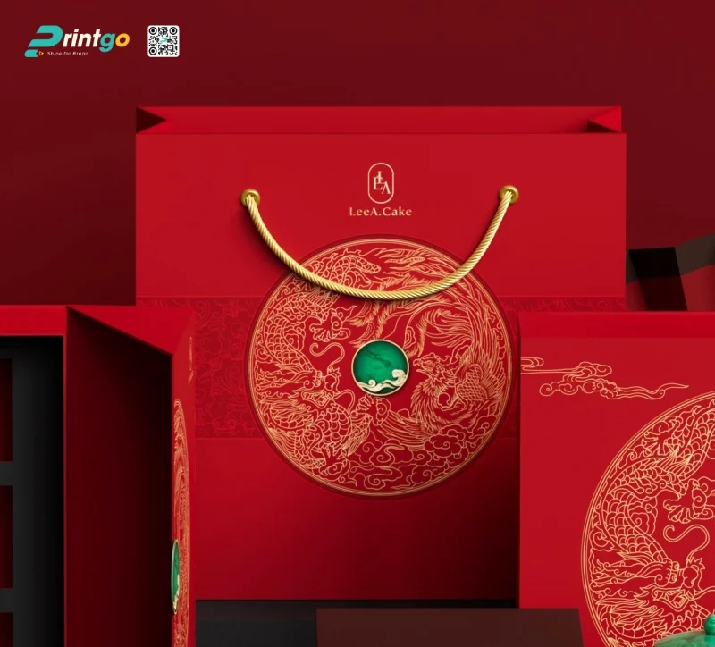 Mẫu túi giấy đựng quà tết màu đỏ LeeA Cake
