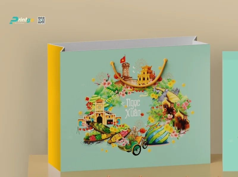 Túi giấy đựng quà tết Ngọc Xuân do Printgo thiết kế và in ấn