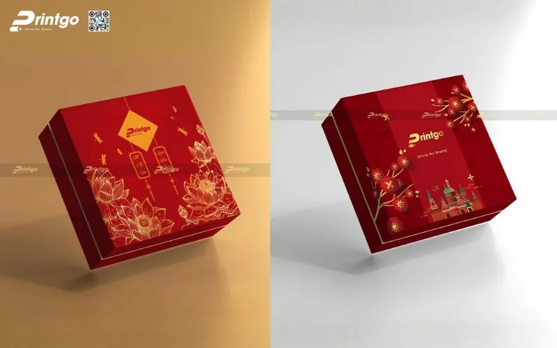 Mẫu hộp quà tết không rượu hình vuông 