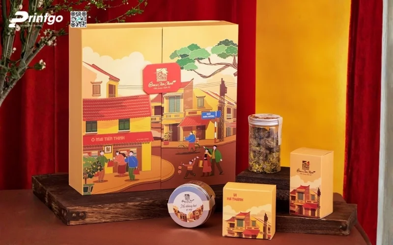 Hộp quà tết premium có hoạ tiết Á Đông 
