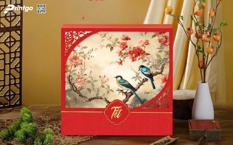 Mẫu hộp quà tết không rượu hình vuông 