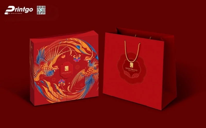Hộp quà tết premium có hoạ tiết Á Đông 