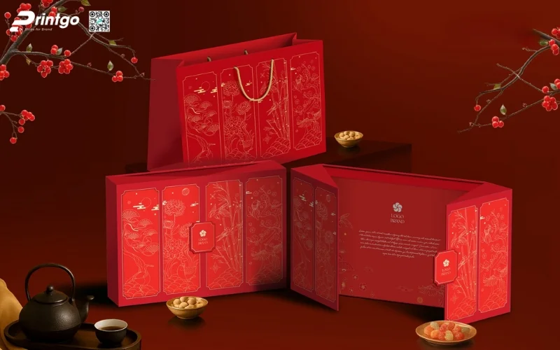 Mẫu hộp quà tết không rượu hình chữ nhật 
