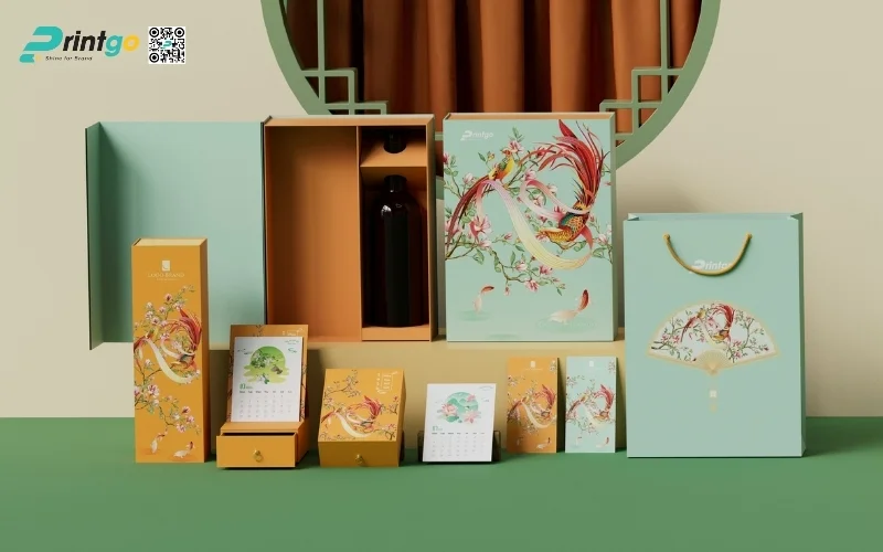 Hộp quà tết premium có hoạ tiết Á Đông 