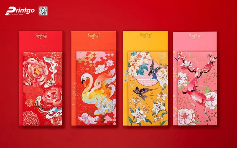 Mẫu bao lì xì con ngựa truyền thống, hoạ tiết Á Đông