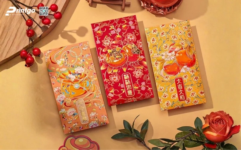 Mẫu bao lì xì con ngựa truyền thống, hoạ tiết Á Đông