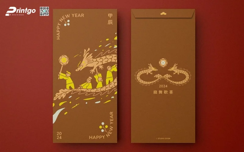 Mẫu bao lì xì con ngựa truyền thống, hoạ tiết Á Đông