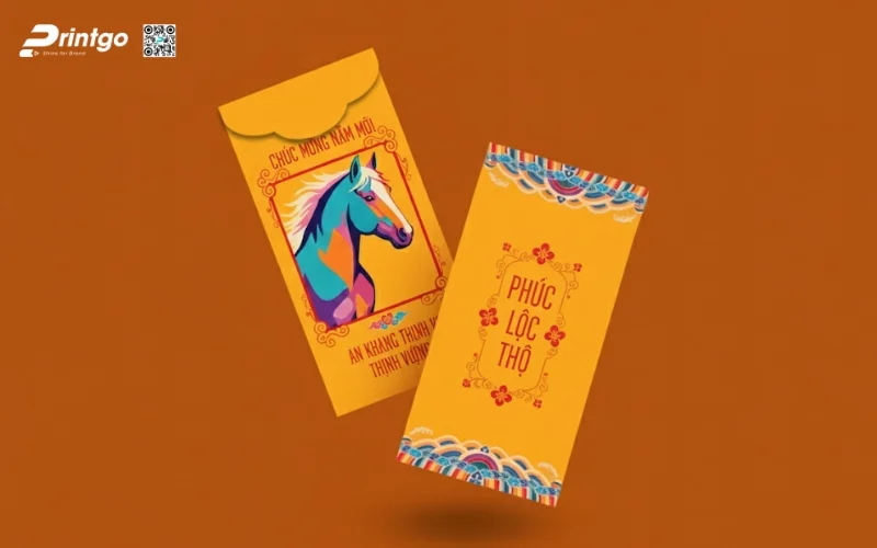Mẫu bao lì xì con ngựa màu vàng tài lộc