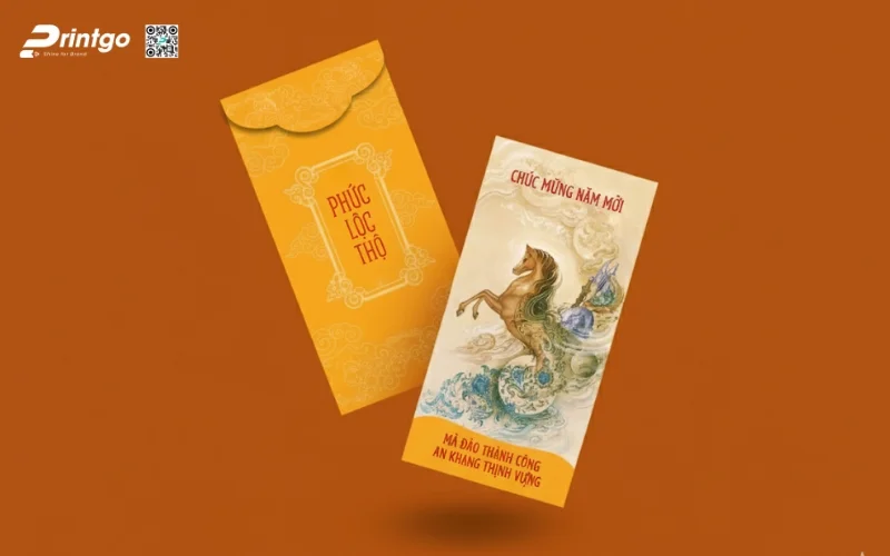 Mẫu bao lì xì con ngựa màu vàng tài lộc