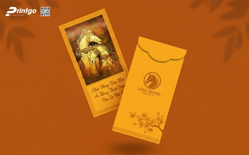 Mẫu bao lì xì con ngựa màu vàng tài lộc