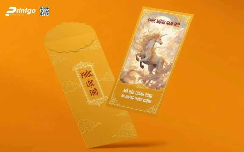 Mẫu bao lì xì con ngựa màu vàng tài lộc