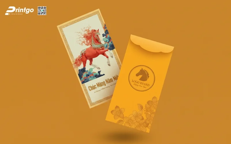 Mẫu bao lì xì con ngựa màu vàng tài lộc