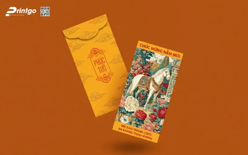 Mẫu bao lì xì con ngựa màu vàng tài lộc