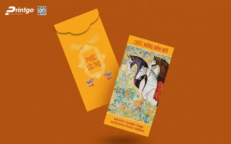 Mẫu bao lì xì con ngựa màu vàng tài lộc