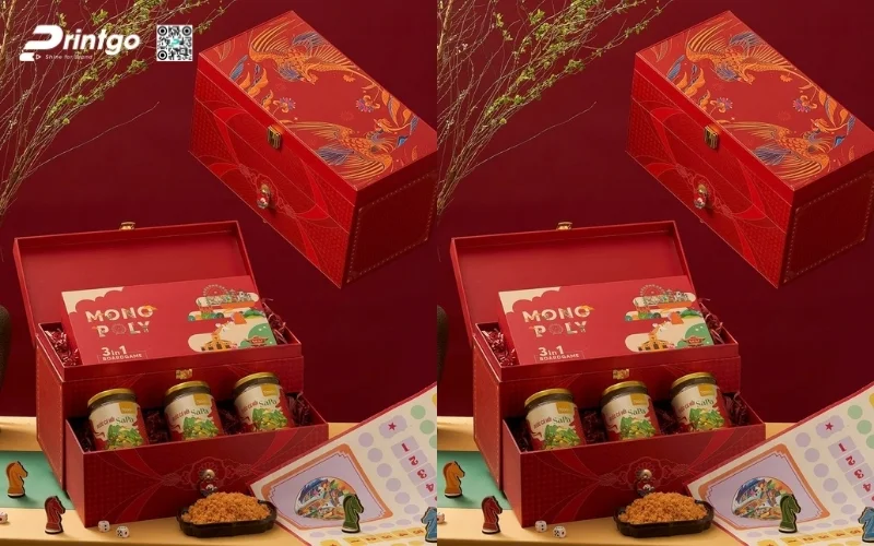 Mẫu hộp quà tết 6 món dạng 2 tầng