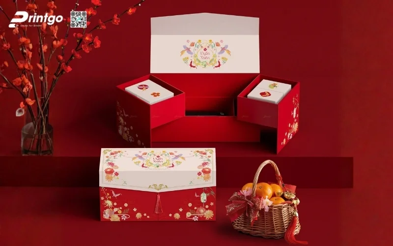 Mẫu hộp quà tết 6 món dạng 2 tầng