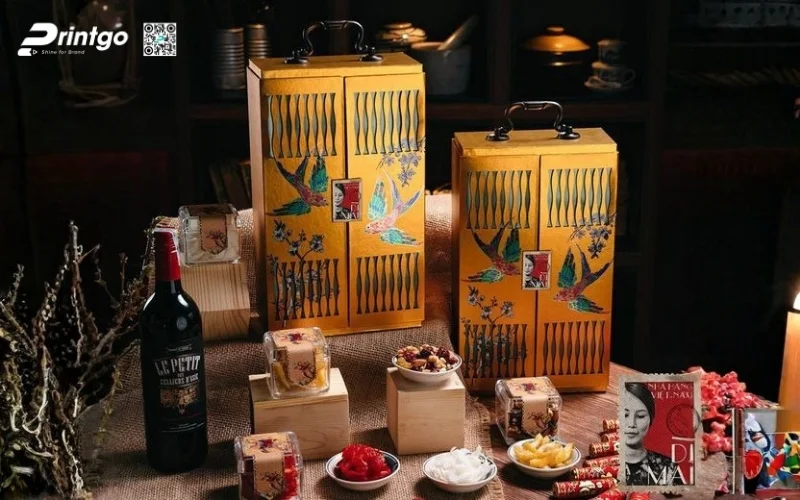 Mẫu hộp quà tết 6 món dạng cánh bướm