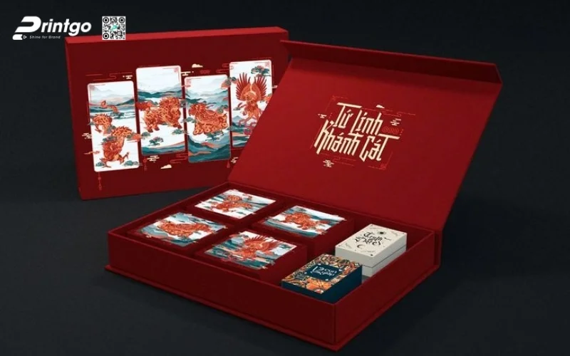 Mẫu hộp quà tết 6 món quy cách nắp lật