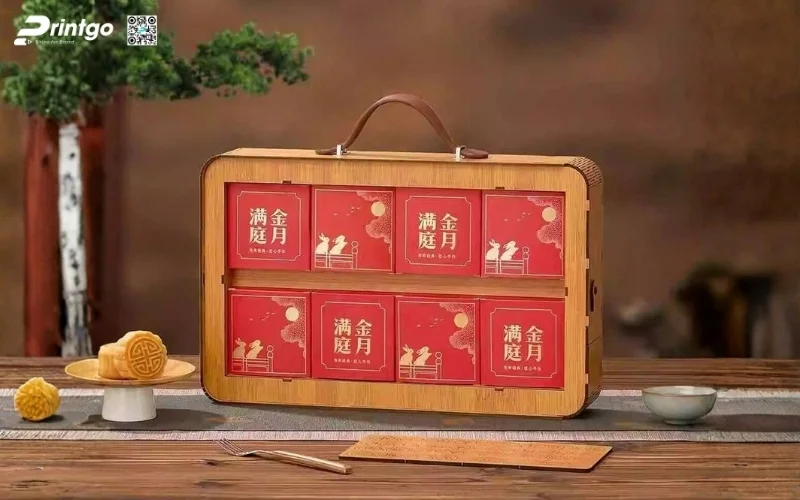 Mẫu hộp quà tết bằng gỗ có quai xách độc đáo